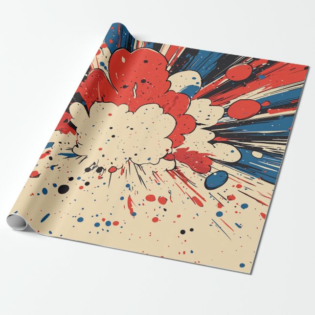 Comic Style Pop Art Explosion (4) Wrapping Paper (Unrolled)