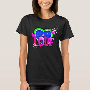 Comic Style Pop Art Retro Blue Green Pink LOVE T-Shirt