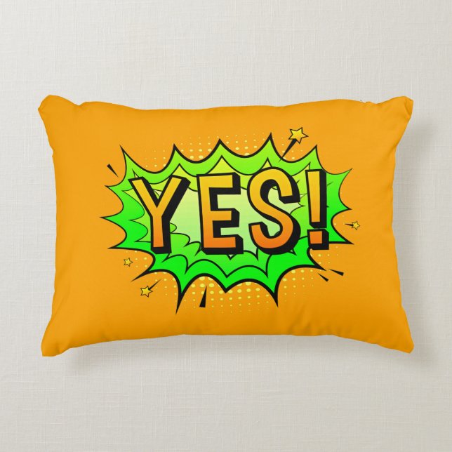 Comic Style Pop Art Retro Yellow Gold  YES / NO Accent Pillow (Front)