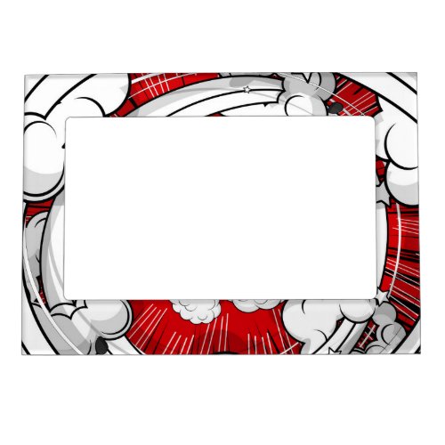Comic Style Red Fight Clouds Magnetic Frame