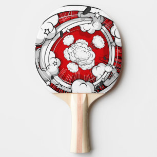 Comic Style Red Fight Clouds Ping-Pong Paddle
