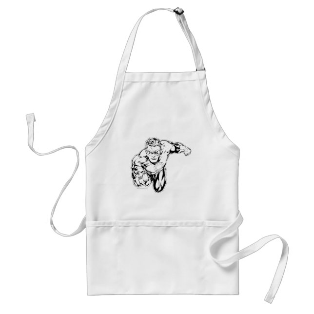 Comic Style - Ring in front, Black and White Adult Apron (Front)