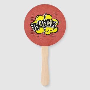 Comic style rock hand fan