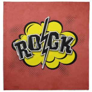Comic style rock illustration cloth napkin