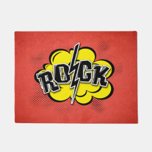 Comic style rock illustration doormat