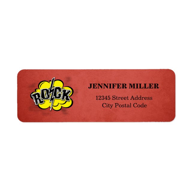 Comic style rock illustration label (Front)
