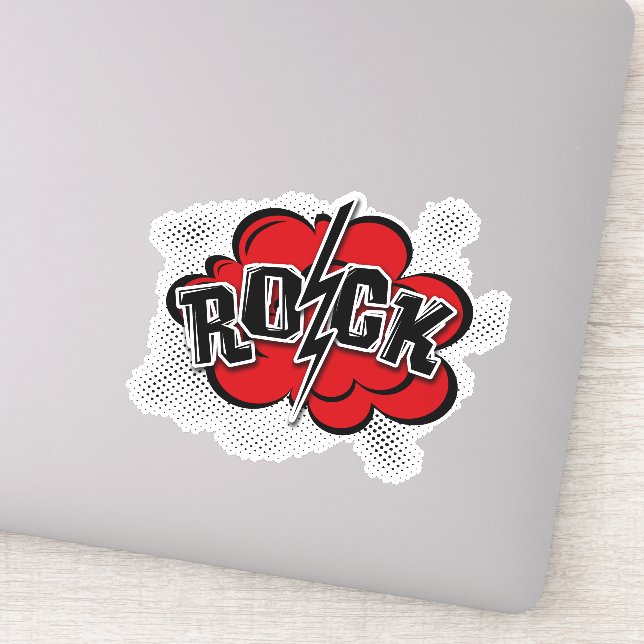 Comic style rock illustration sticker (Detail)