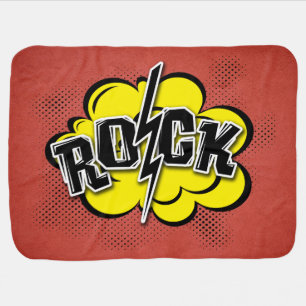 Comic style rock illustration stroller blanket