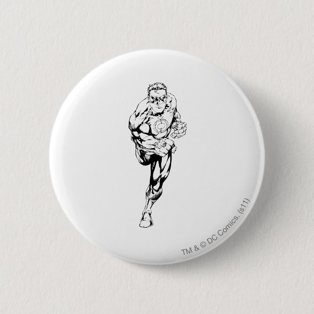 Comic Style - Running, Black and White Pinback Button (Front)