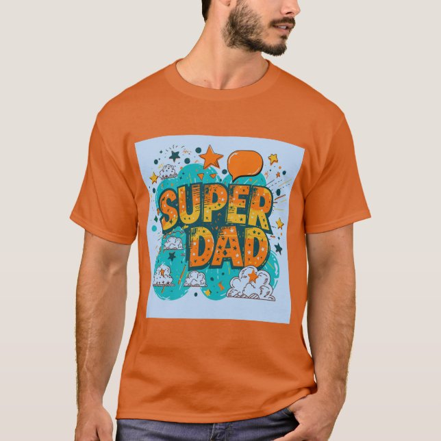  Comic Style Super Dad Graphic  T-Shirt (Front)