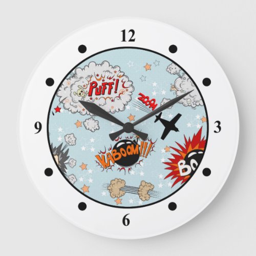 Comic Style Super Hero Design Large Clock