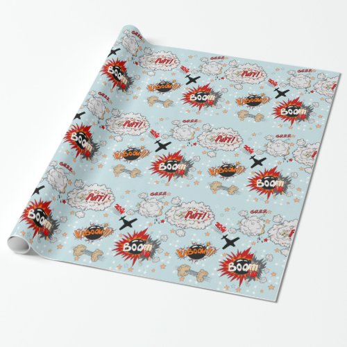 Comic Style Super Hero Design Wrapping Paper