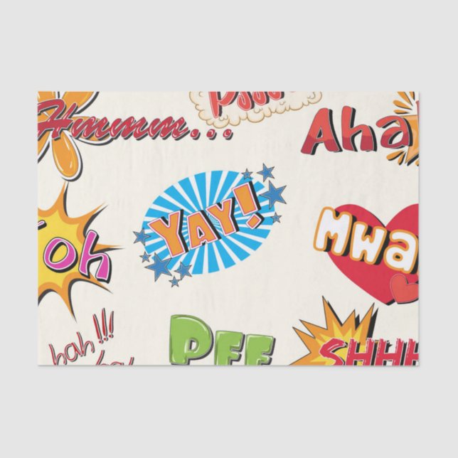 Comic Style Super Hero Girly Design Tissue Paper (Front)