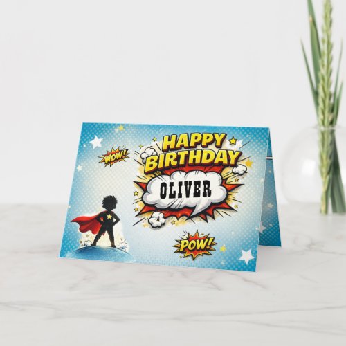 Comic Style Superhero Boy's Name Birthday
