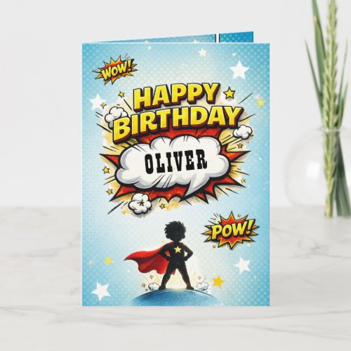 Comic Style Superhero Boy's Name Birthday
