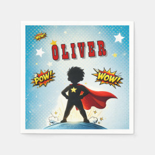 Comic Style Superhero Boy's Name Birthday Napkins