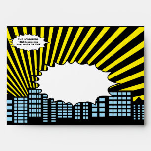 Comic Style Superhero Party Envelope