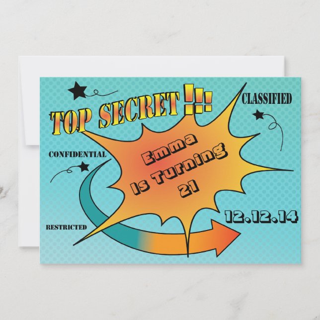 Comic Style Top Secret Surprise Invitation (Front)