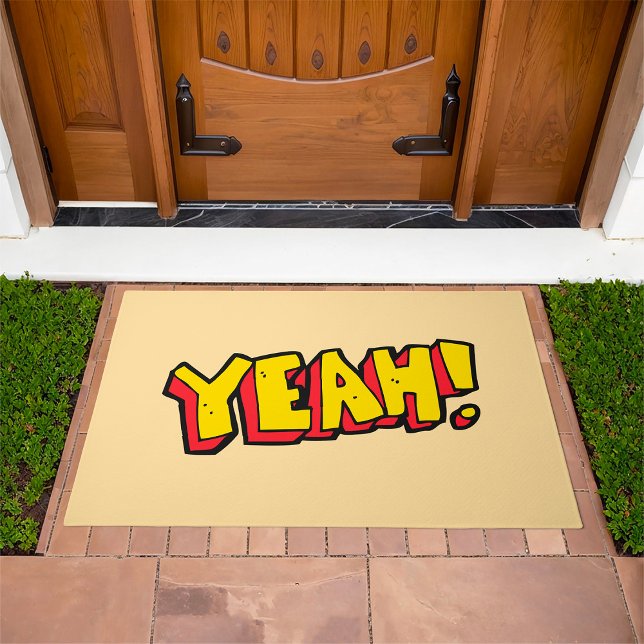Comic Style Yeah Text Graphic in Bold Yellow Doormat (Creator Uploaded)