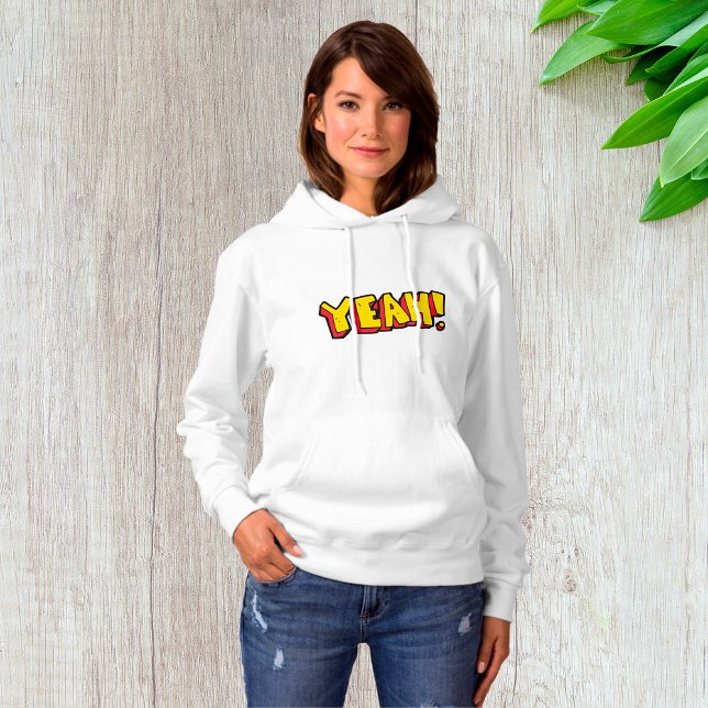 Comic Style Yeah Text Graphic in Bold Yellow Hoodie (Creator Uploaded)