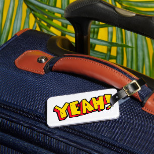 Comic Style Yeah Text Graphic in Bold Yellow Luggage Tag