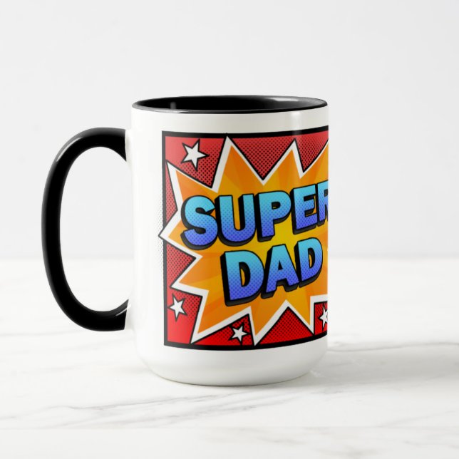 Comic Super Dad Photo From Kids Mug (Left)