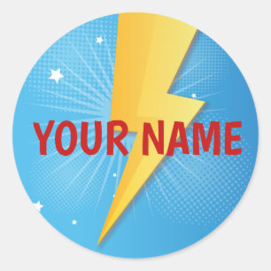 Comic Super Hero Birthday Classic Round Sticker