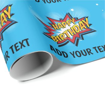 Comic Super Hero Birthday Gift Wrap by Popcornparty at Zazzle