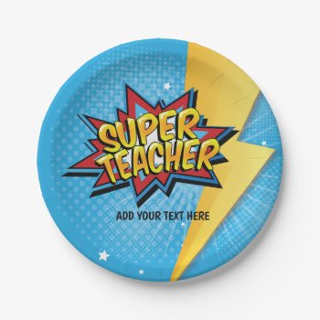 Comic Super Hero Teacher Lunch Plate by Popcornparty at Zazzle