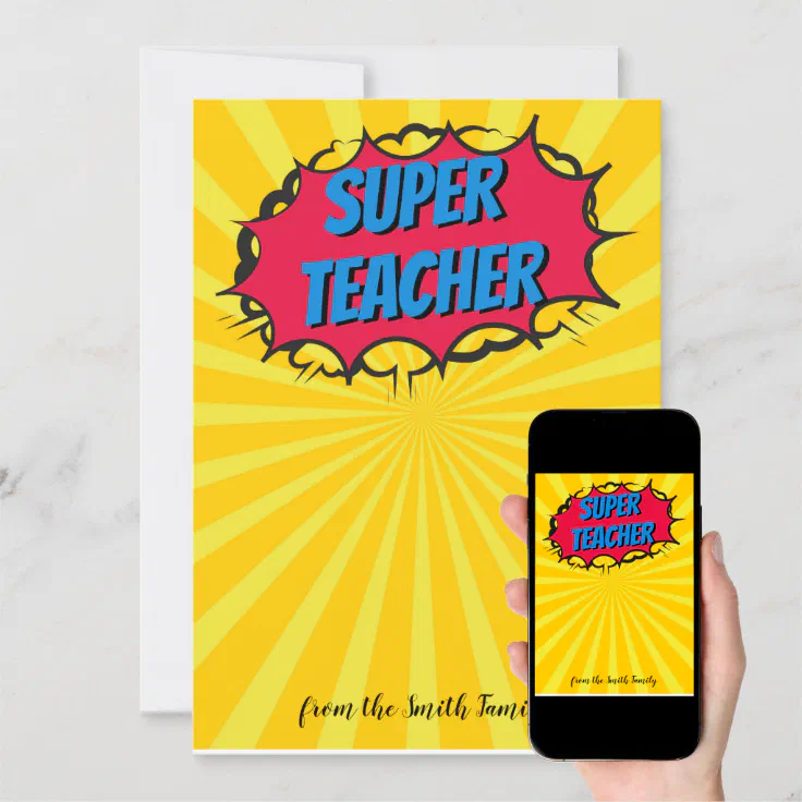 COMIC SUPER TEACHER gift voucher card holder | Zazzle