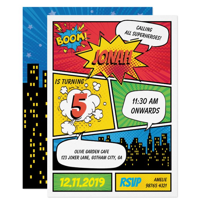 Comic Superhero Birthday Invitation Zazzle Comic Superhero Birthday Invitation