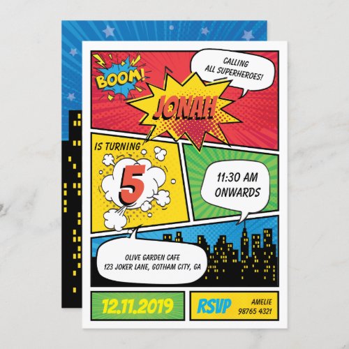 Comic Superhero Birthday Invitation