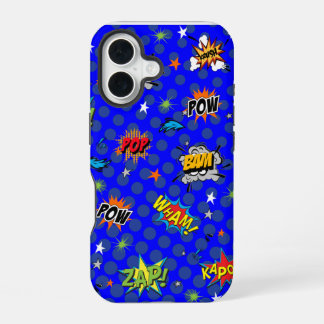 Comic Superhero Blue iPhone 16 Case