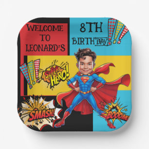 Comic Superhero caricature Paper Plates