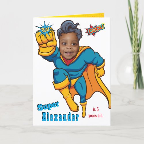 Comic Superhero Flying Photo Birthday  Card