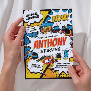 Comic Superheroes Birthday Party Invitation