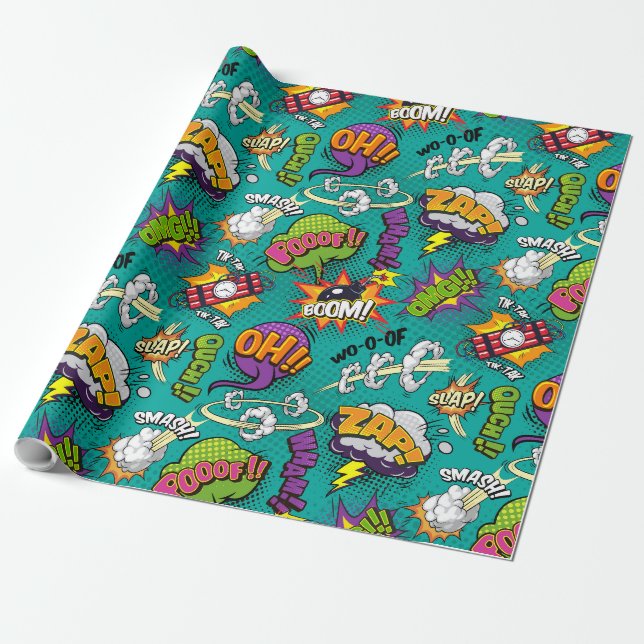 Comic Themed  Wrapping Paper (Unrolled)