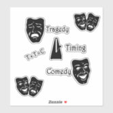 Comedy And Tragedy Theater Masks Black Line Art Print by John