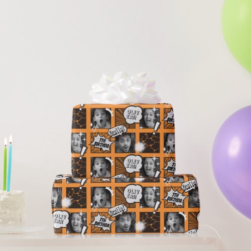 Comic Version Your Face Birthday Wrapping paper