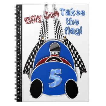 Comic Vintage Race Car - Personalized Notebook by ShopTheWriteStuff at Zazzle