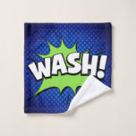 Comic &quot;wash&quot; Washcloth - Blue at Zazzle