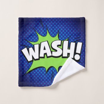 Comic "wash" Washcloth - Blue by freelulu at Zazzle