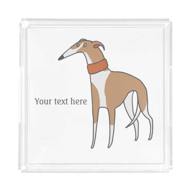 Comic Whippet Dog Customizable Acrylic Tray (Front)
