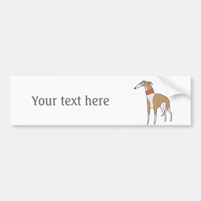 Comic Whippet Dog Customizable Bumper Sticker (Front)