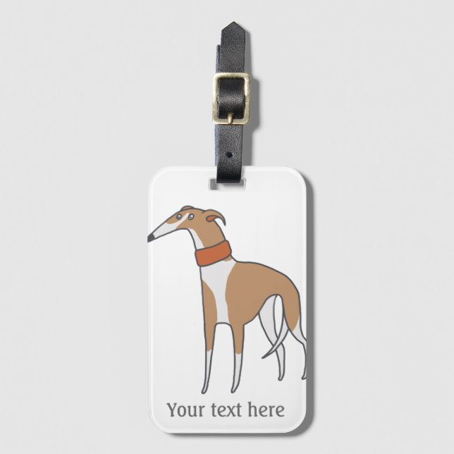 Comic Whippet Dog Customizable Luggage Tag (Front Vertical)