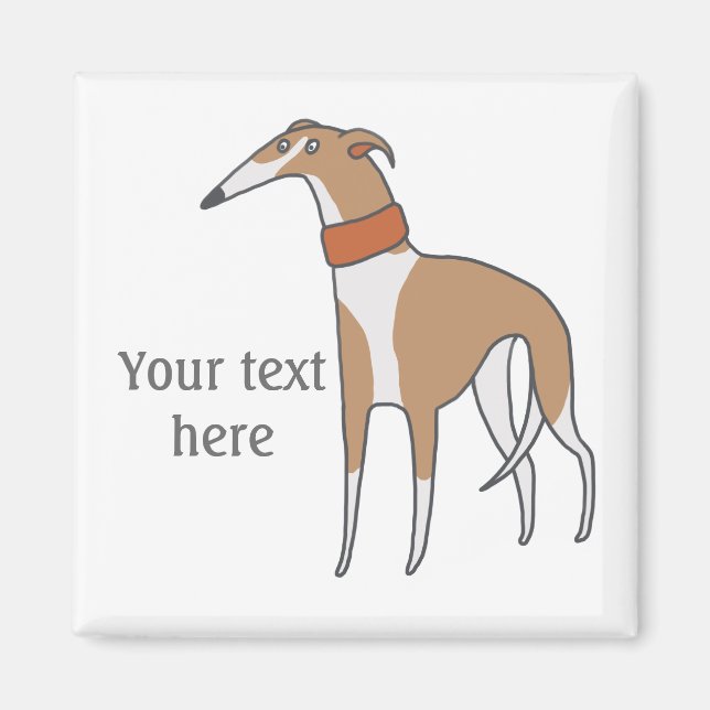 Comic Whippet Dog Customizable Magnet (Front)