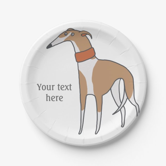 Comic Whippet Dog Customizable Paper Plates (Front)
