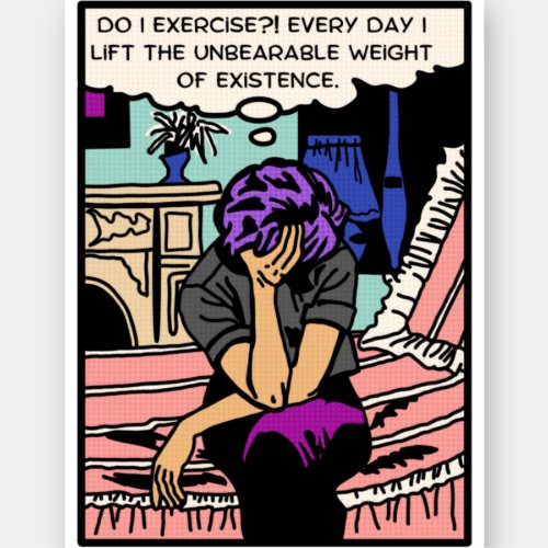 Comic Woman Exercises Sticker