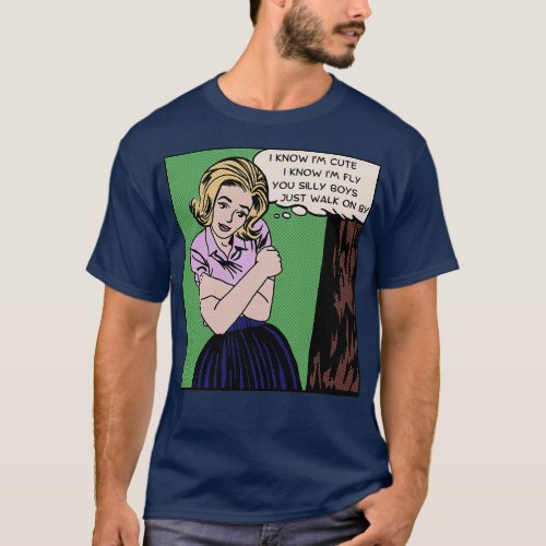 Comic Woman Knows Shes Cute T_Shirt