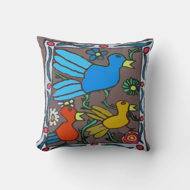 Comical Birds Tile, Throw Pillow (Front)